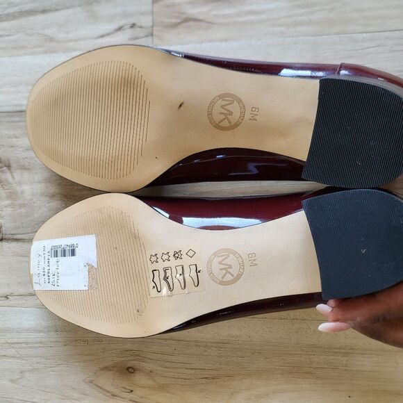 Michael Kors Lainey Merlot Patent Leather Block Heel Loafers Moccasin Size 6M - Picture 4 of 11
